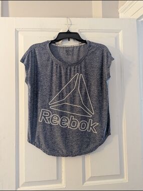 Reebok Women's Heather Navy Short Sleeve Logo Tee